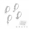8PCS OF ASSORTED CZ DANGLE 316L SURGICAL STEEL O-RING NOSE HOOP BOX